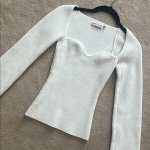 White Ribbed Knit Top